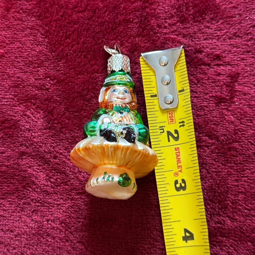 Old World Christmas Leprechaun on Mushroom Glass Ornament Irish St Patricks Day - Picture 7 of 7